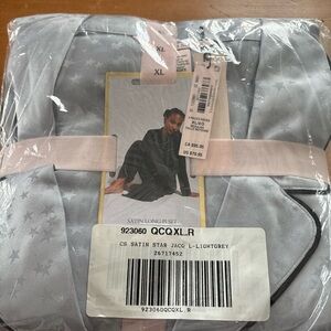 Victoria's Secret Satin Long PJ Set in gray/ light blue. NWT!!!